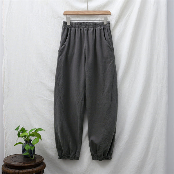 2021 Autumn NEW! Women Sport Style Lantern Leisure Linen and cotton Pants