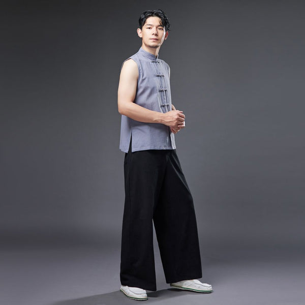 2022 Summer NEW! Men Ethnic Style Linen and Cotton Wide Leg Pants