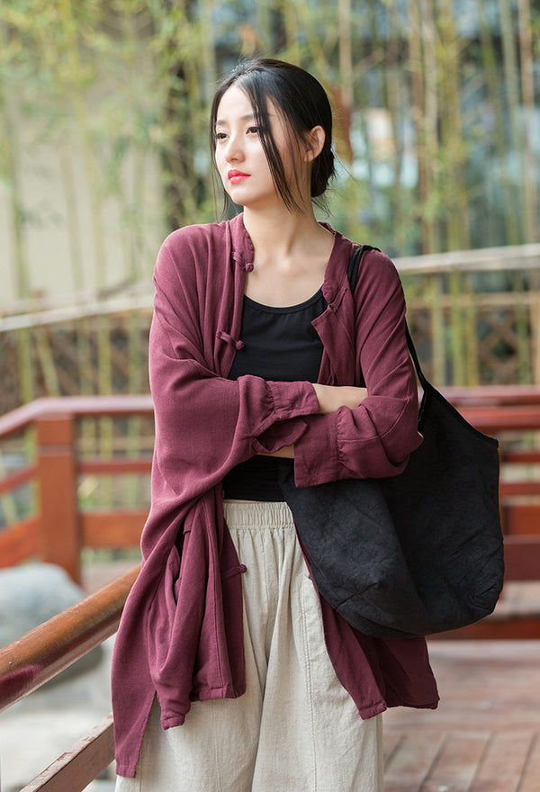 2022 Summer NEW! Women Linen and Cotton Loose Thin Chinese Style Long Jacket