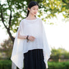 2022 Summer NEW! Women Modern Loose Style Linen and Cotton Round Necked Short Sleeves Shirt