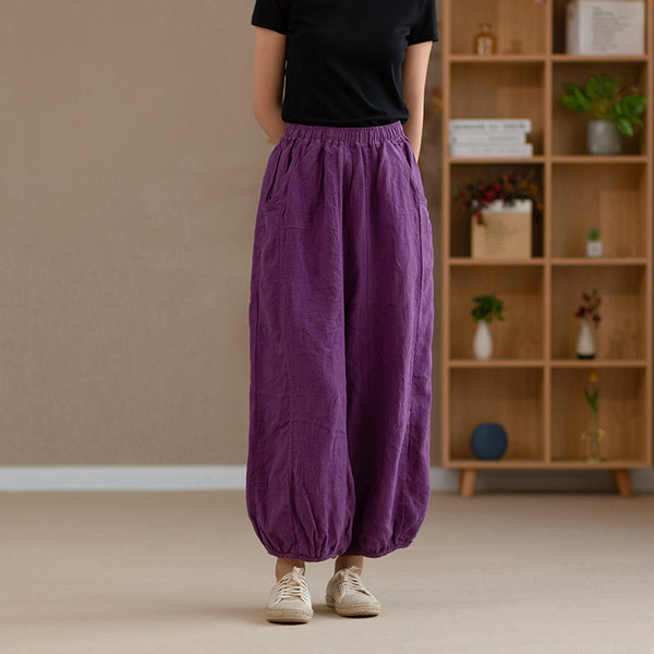 2022 Summer NEW! Women Retro Style Linen and Cotton Harem Cropped Pants