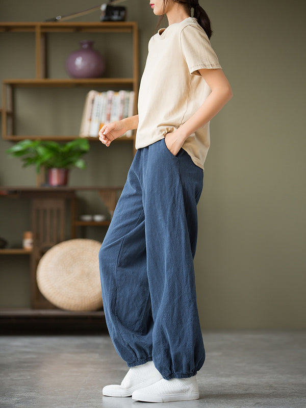 2021 Autumn NEW! Women Sport Style Lantern Leisure Linen and cotton Pants