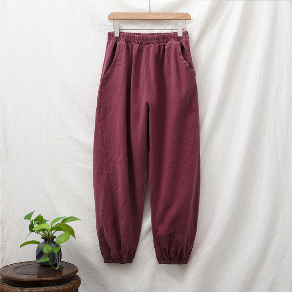 2021 Autumn NEW! Women Sport Style Lantern Leisure Linen and cotton Pants