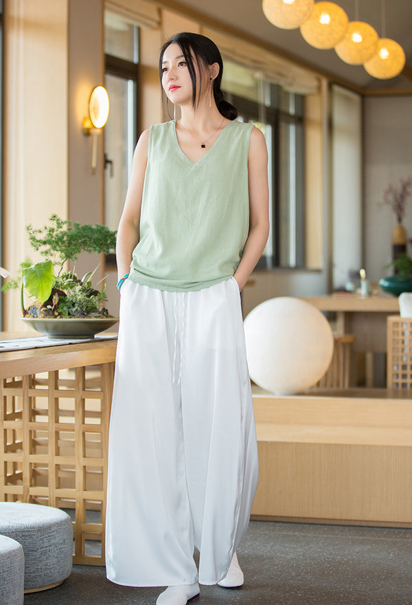 2022 Summer NEW! Women Modern Style Linen and Cotton V-necked Vest