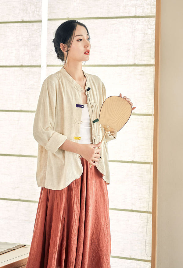 2022 Summer NEW! Women Linen and Cotton Chinese Style Short Jacket