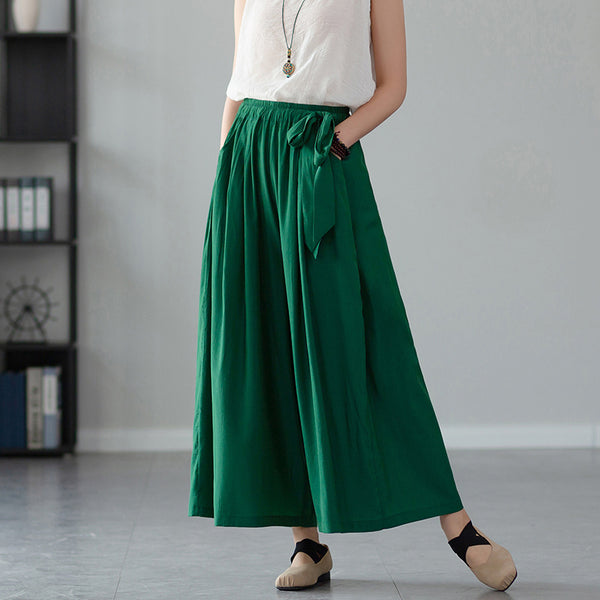 2022 Summer NEW! Women Retro Style Soft Wide Leg Cropped Pants