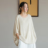 2022 Summer NEW! Women Casual Style Linen and Cotton Long Loose Mid Sleeve T-Shirt