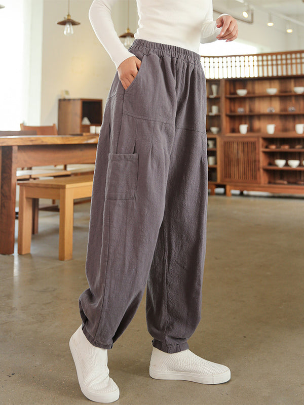 2021 Winter NEW! Women Sand-Washed Linen and Cotton Japanese Style Lantern Pants