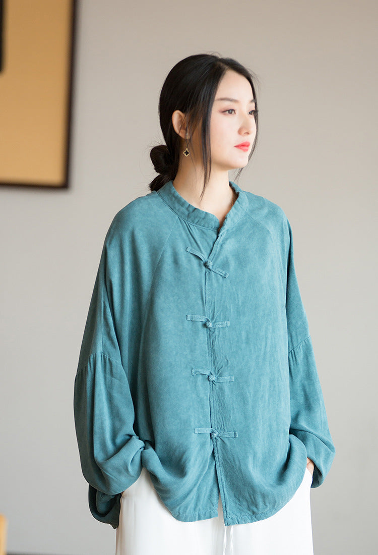 Summer NEW! Women Chinese Style Linen and Cotton Chinese Style Thin Shirt