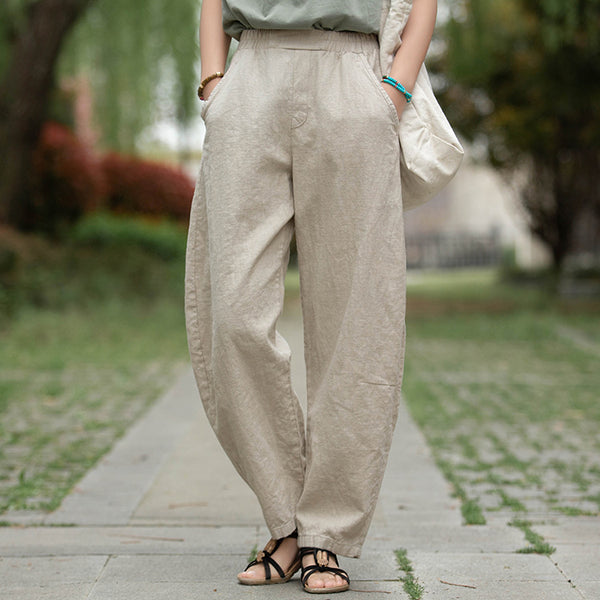 Women Lantern Style Linen and Cotton Causal Loose Pants