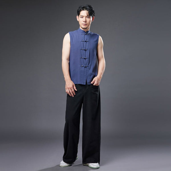 2022 Summer NEW! Men Ethnic Style Linen and Cotton Wide Leg Pants