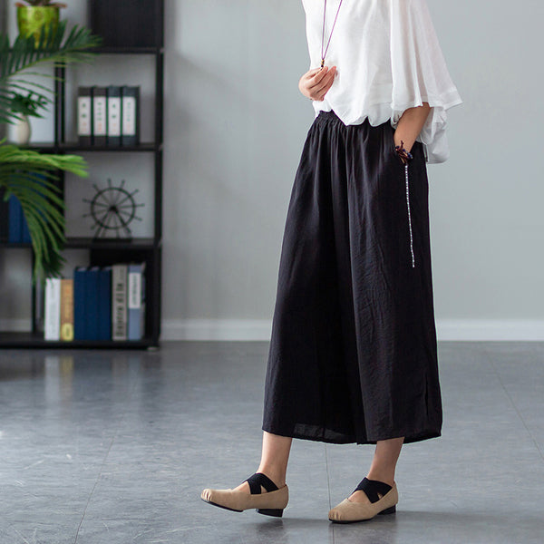 2022 Summer NEW! Women Zen Style Soft Wide Leg Cropped Pants