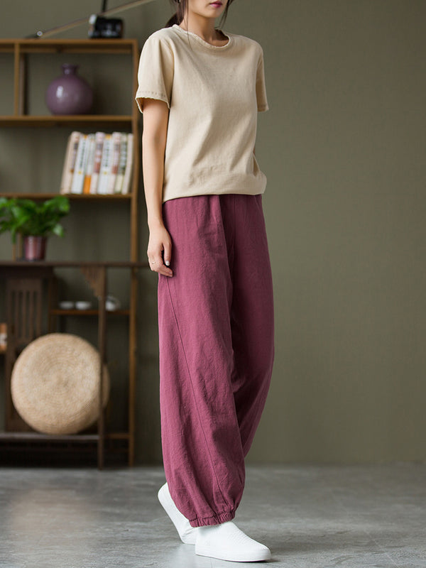 2021 Autumn NEW! Women Sport Style Lantern Leisure Linen and cotton Pants