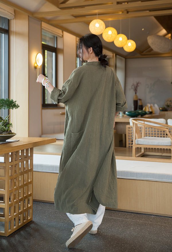 2022 Summer NEW! Women Linen and Cotton Loose Causal Style Cardigan Thin Long Coat