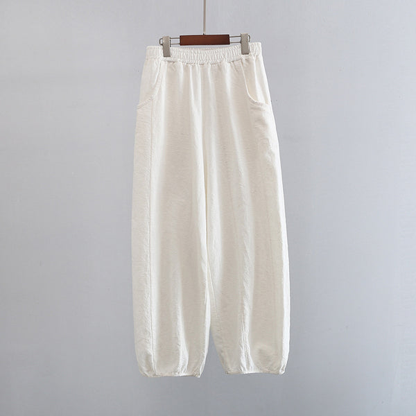 2022 Summer NEW! Women Retro Style Linen and Cotton Harem Cropped Pants