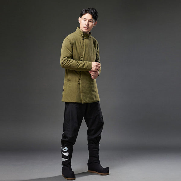 2021 Winter NEW! Men Modern Simple Style Linen and Cotton Quilted Short Coat