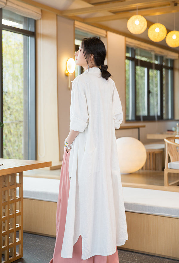 2022 Summer NEW! Women Linen and Cotton Loose Causal Style Cardigan Thin Long Coat