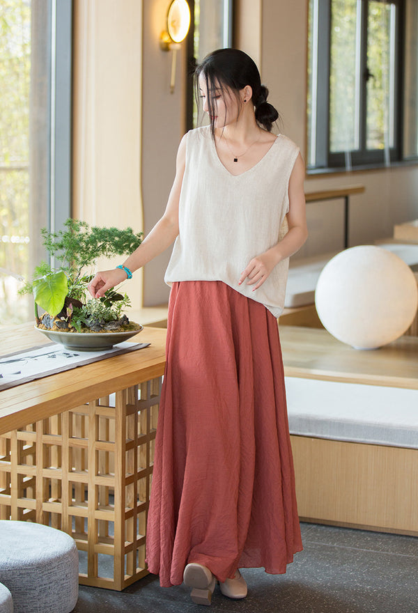 2022 Summer NEW! Women Modern Style Linen and Cotton V-necked Vest