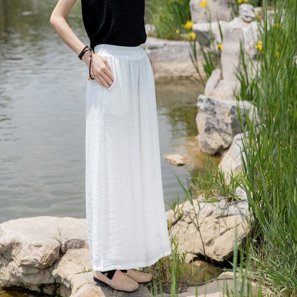 2022 Summer NEW! Women Loose Style Wrinkle Linen and Cotton Cropped Big Leg Cropped Pants