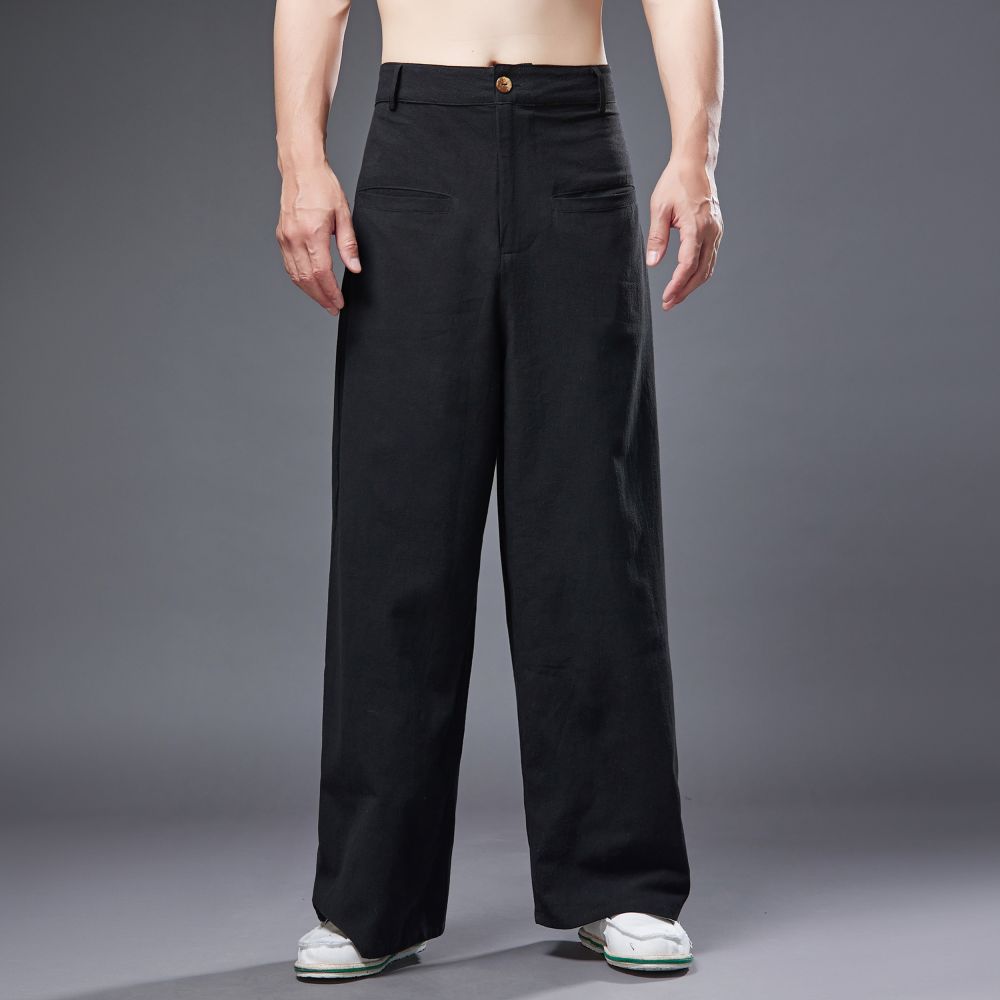 Summer NEW! Men Ethnic Style Linen and Cotton Wide Leg Pants