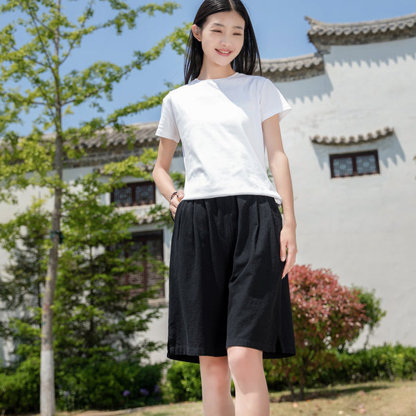 2022 Summer NEW! Women Retro Style Wrinkle Linen and Cotton Shorts