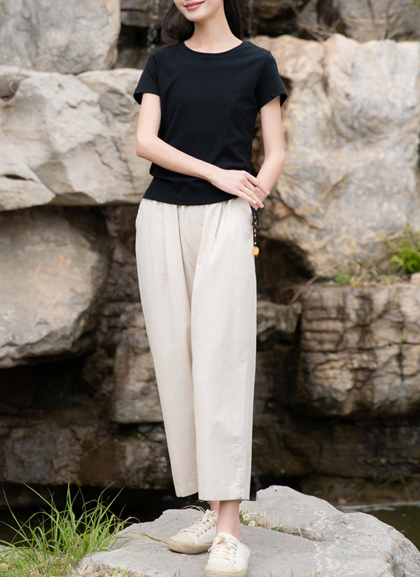 2022 Summer NEW! Women Causal Style Linen and Cotton Pegged Pants