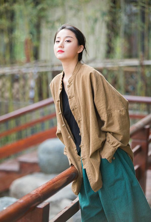 2022 Summer NEW! Women Linen and Cotton Loose Thin Zen Style cardigan Thin Jacket