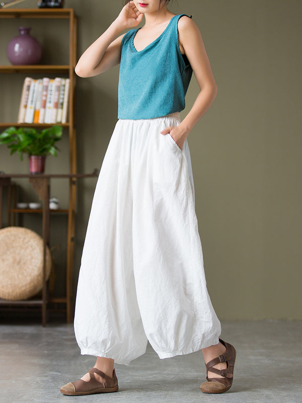 2021 Autumn NEW! Women Lantern Style Linen and Cotton Causal Loose Pants