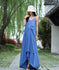 Women Loose Linen and Cotton Pure Color Layered Slip Dress