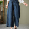 Autumn NEW! Women Linen and Cotton Causal Cropped Wide Leg Pants