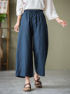 2021 Autumn NEW! Women Linen and Cotton Causal Cropped Wide Leg Pants