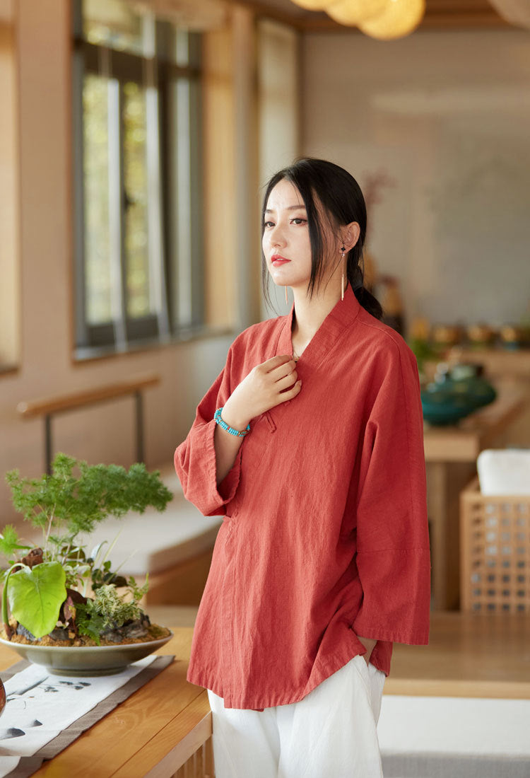 Summer NEW! Women Linen and Cotton Loose Thin Zen Style Short Jacket
