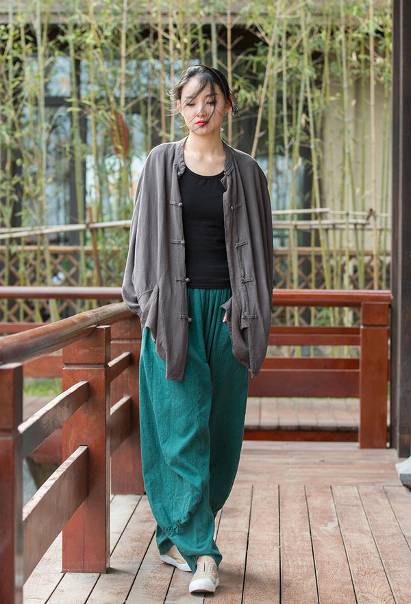 2022 Summer NEW! Women Linen and Cotton Loose Thin Chinese Style Long Jacket
