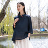 Women Retro Style Linen and Cotton Middle Sleeves Light Chinese Blouse