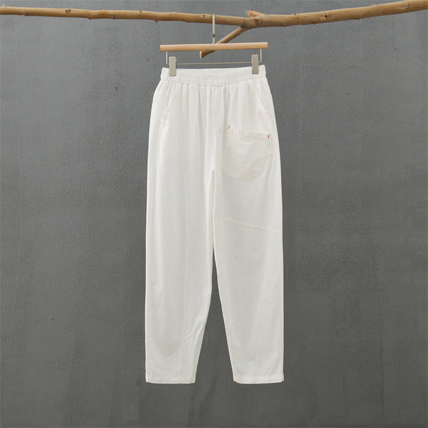 2021 Autumn NEW! Women Modern Causal Style Special Front Pocket Linen and Cotton Pants