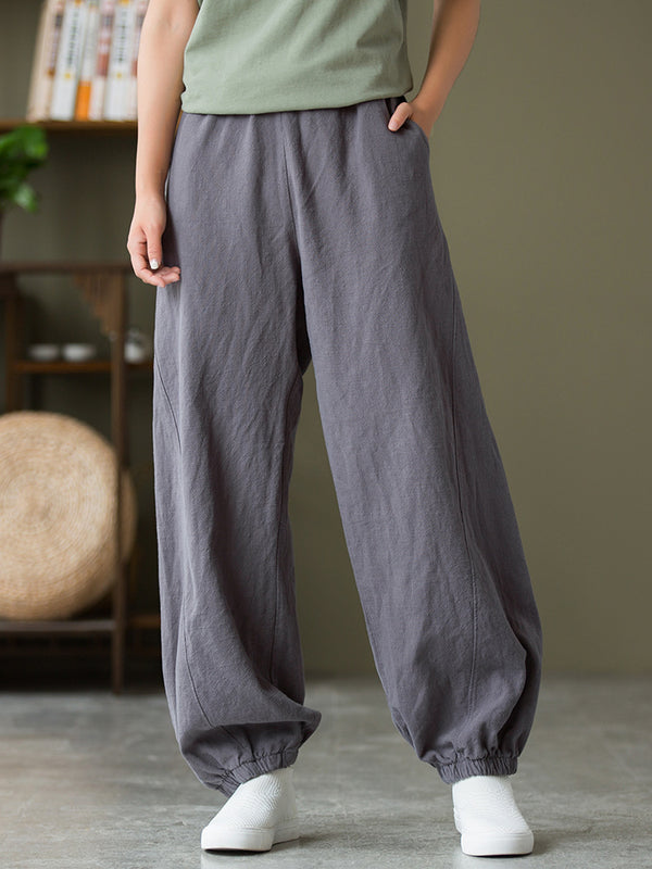 2021 Autumn NEW! Women Sport Style Lantern Leisure Linen and cotton Pants