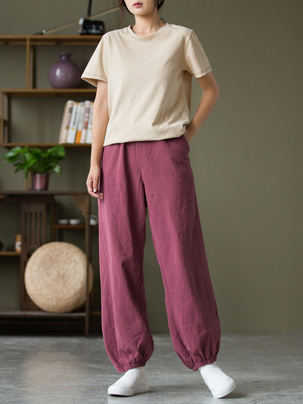 2021 Autumn NEW! Women Sport Style Lantern Leisure Linen and cotton Pants