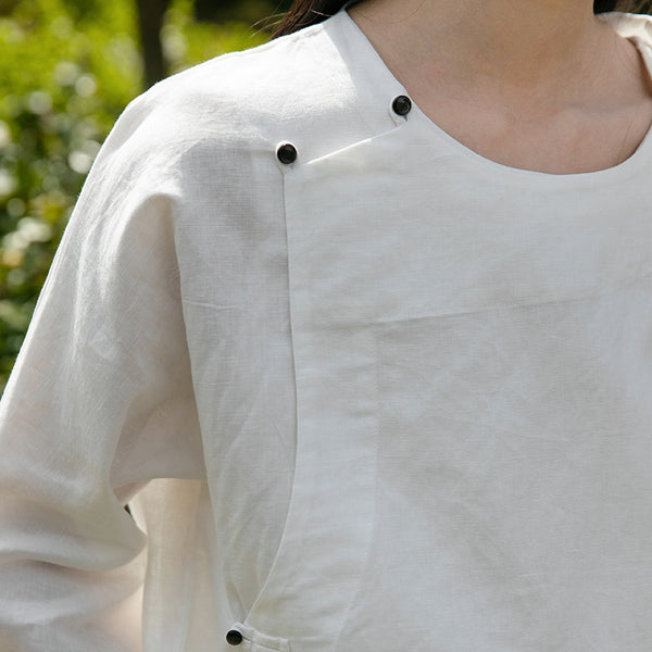 Women Modern Style Linen and Cotton Middle Sleeves Chinese Blouse