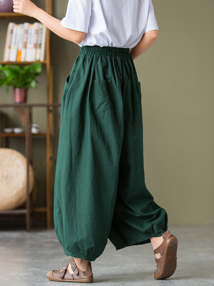 Autumn NEW! Women Lantern Style Linen and Cotton Causal Loose Pants