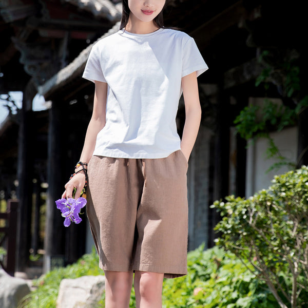 2022 Summer NEW! Women Modern Causal Style Sand Washed Linen and Cotton Shorts