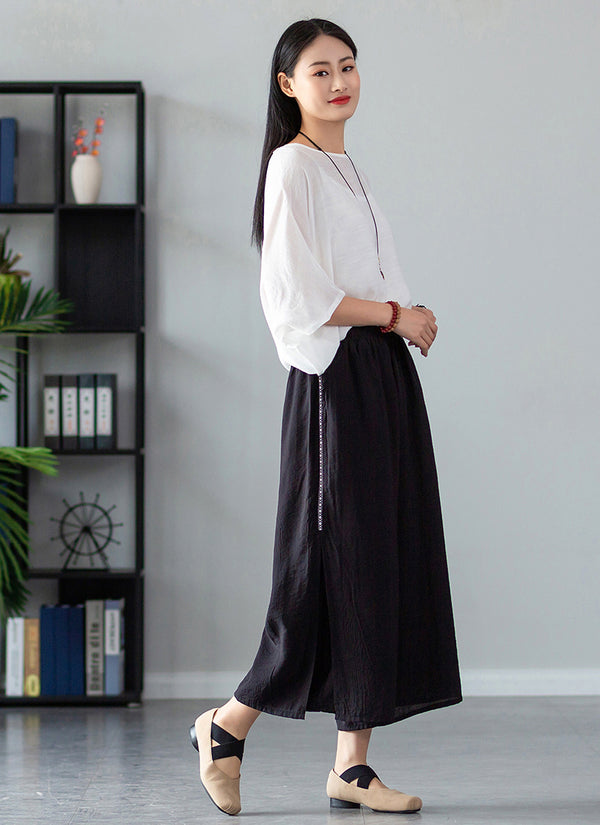 2022 Summer NEW! Women Zen Style Soft Wide Leg Cropped Pants