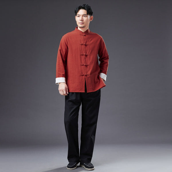 2022 Summer NEW! Men Zen Style Linen and Cotton Long Sleeve Middle Buckle Thin Jacket