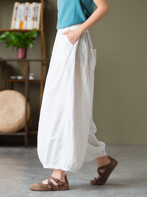 2021 Autumn NEW! Women Lantern Style Linen and Cotton Causal Loose Pants