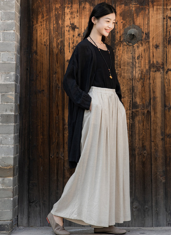 2022 Summer NEW! Women Loose Style Sand Washed Linen and Cotton Wide Legs Pants