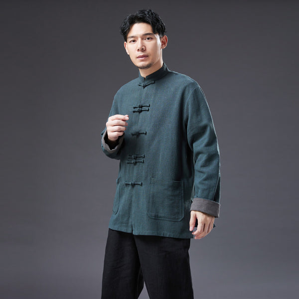 2022 Summer NEW! Men Asian Style Linen and Cotton Long Sleeve Cardigan Thin Jacket