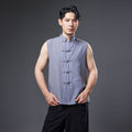 Summer NEW! Men Ethnic Style Linen and Cotton Middle Buckle Vest