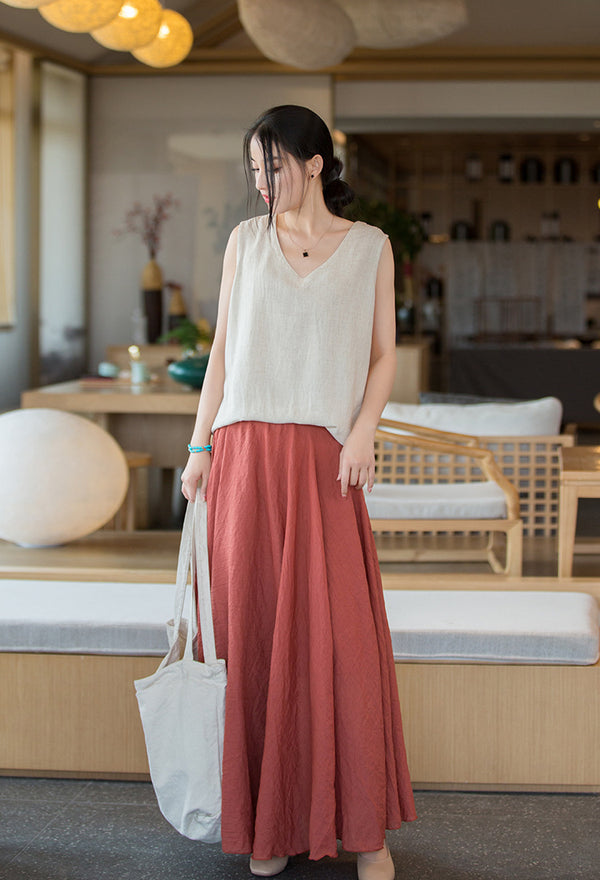 2022 Summer NEW! Women Modern Style Linen and Cotton V-necked Vest