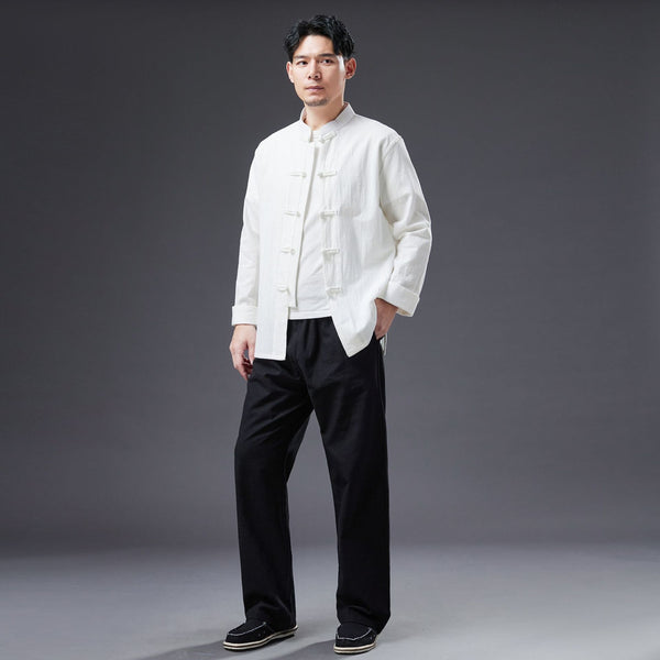 2022 Summer NEW! Men Zen Style Linen and Cotton Long Sleeve Middle Buckle Thin Jacket