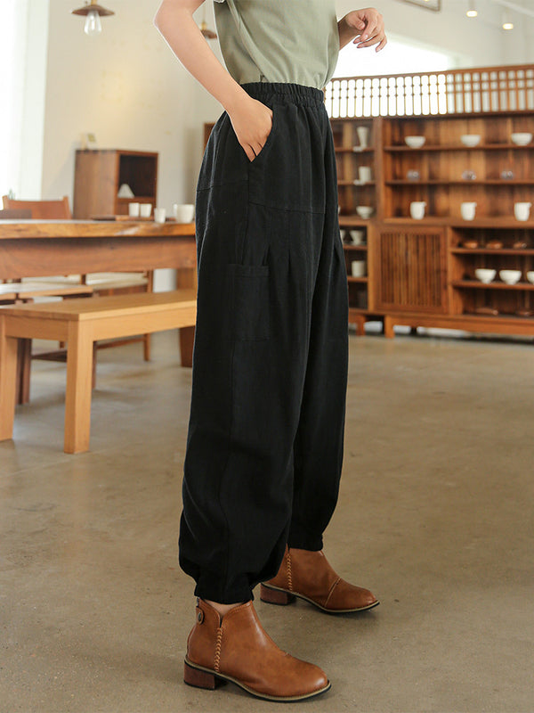 2021 Winter NEW! Women Sand-Washed Linen and Cotton Japanese Style Lantern Pants
