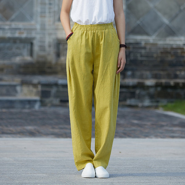 2021 Autumn NEW! Women Modern Causal Lantern Style Linen and Cotton Pants